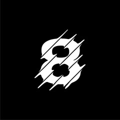 Number eight cut out style letter, cut out eight letter logo