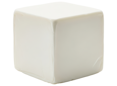 Minimalist white cube object with gentle curves, ideal for various graphic uses