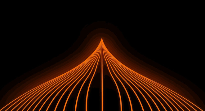 Converging Orange Lines on Black Background.