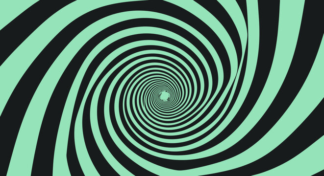 Hypnotic swirling spiral tunnel illusion background.