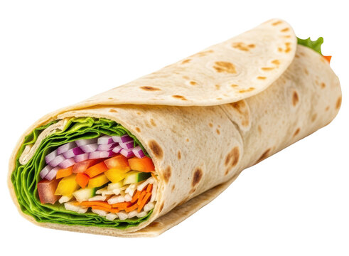 Fresh and colorful vegetable wrap filled with vibrant, healthy chopped ingredients