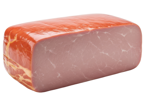 Delicious block of cured ham ready for slicing, showing its appealing texture