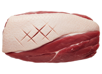 Raw duck breast with perfectly scored skin, ready for gourmet cooking
