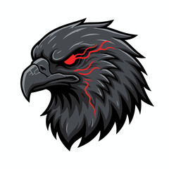 Cartoon Majestic Eagle Head Mascot Logo with Red Eye Details Illustration