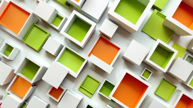 Geometric Harmony: A vibrant abstract composition showcasing a dynamic interplay of colorful squares, creating a visually stimulating and modern design.