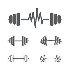 Barbell icon set illustration for fitness club concept
