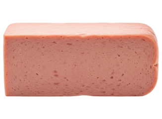 Large rectangular block of processed luncheon meat, ready for slicing and cooking.