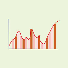 A colorful bar and line graph combination showing data trends and growth on a light green background, symbolizing analysis and business performance.