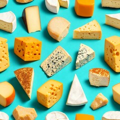 Various types of cheese gourmet decorative background