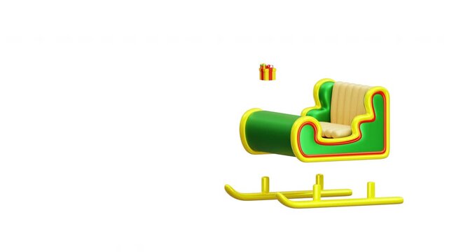 3D animation christmas sleigh gifts presents holiday winter suitable for festive promotions, holiday greetings, and seasonal marketing campaigns
