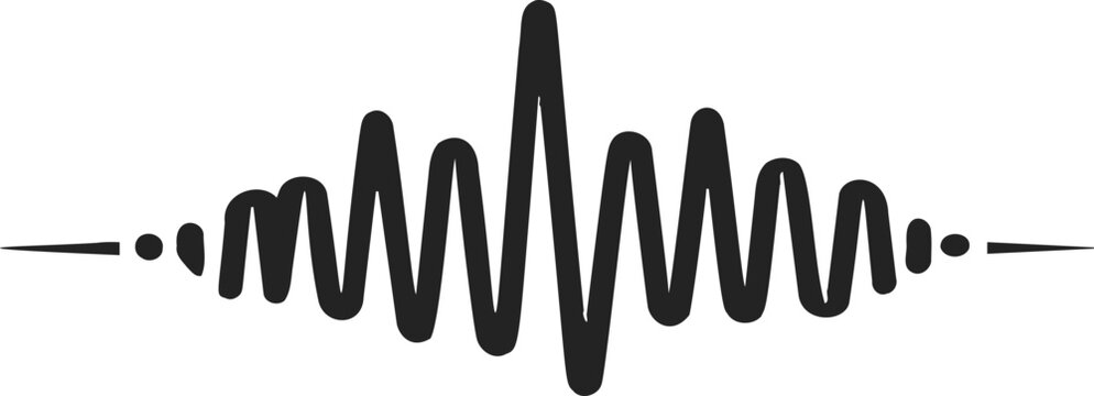 Sound wave sketch, hand drawn vector, abstract symmetrical waveform with dots &mdash; stock vector