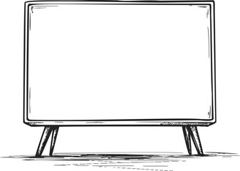 Whiteboard sketch hand drawn on stand with blank surface and simple lines &mdash; stock vector