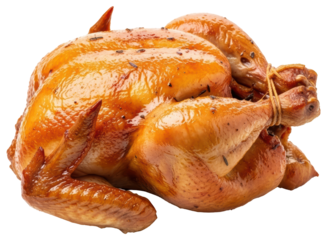 Delicious golden brown roasted chicken, perfectly cooked and ready for a meal