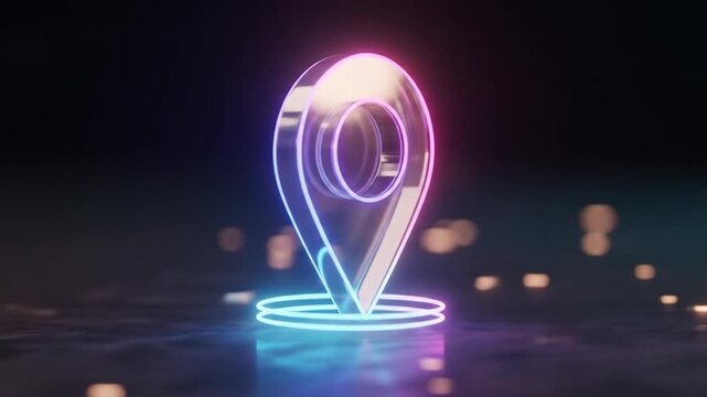 Glowing Location Pin Icon Futuristic Navigation and Localization Concept