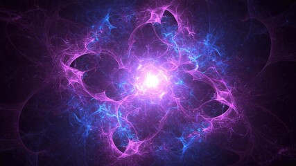 Dynamic Neon Electrical Orb Pattern with Vibrant Purple and Blue Lights - Powered by Adobe