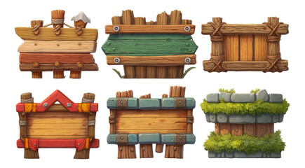 Rustic Wooden Signs Collection with Diverse Shapes and Colors for Creative Projects