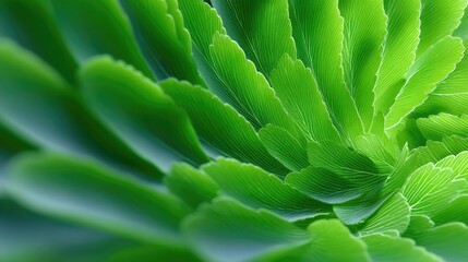 Vibrant Green Fern Leaves Form a Detailed Radial Pattern With Subtle White Speckles Under Soft Natural Light A Close Up Macro Shot Showcasing Nature S Intricate Geometry