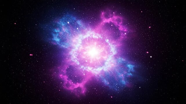 Vivid cosmic nebula explosions in vibrant purple pink and blue宇宙动力概念