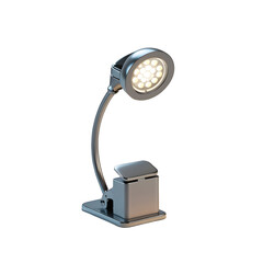 A clip on desk lamp with LED, isolated on transparent background