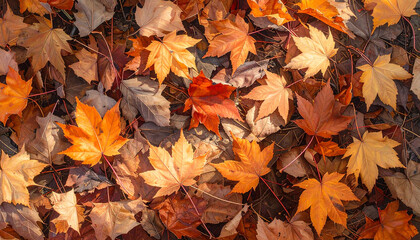 Obraz premium 地面を覆う色とりどりの紅葉の葉