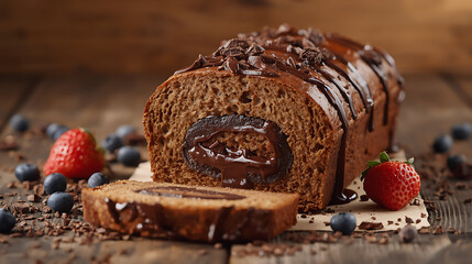 chocolate cake with berries