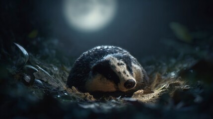 Nocturnal badger resting