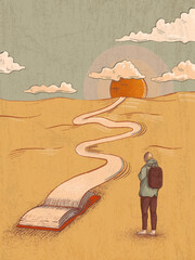 Book pages become a path