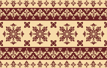 Elegant luxury damask seamless pattern with vintage floral ornament, suitable for wallpaper, packaging, wedding invitations, and fabric design.	