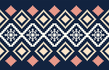 Christmas and New Year green and white seamless pattern, fairytale pixel pattern in white and green with Nordic snowflakes for winter hats, ugly sweaters, jumpers. wallpaper, paper or other design