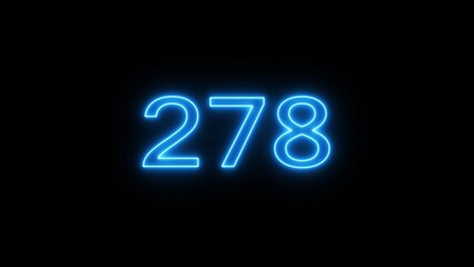 Neon 278 number text icon illustration. Neon counting number.