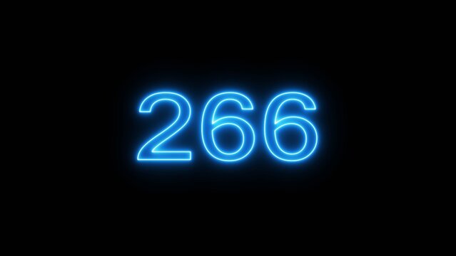 Neon 266 number text icon illustration. Neon counting number.