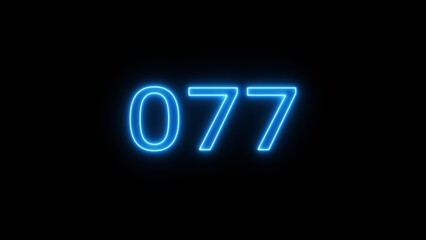 Neon 77 number text icon illustration. Neon counting number.