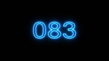 Neon 83 number text icon illustration. Neon counting number.