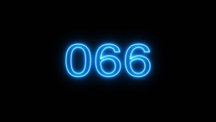 Neon 66 number text icon illustration. Neon counting number.