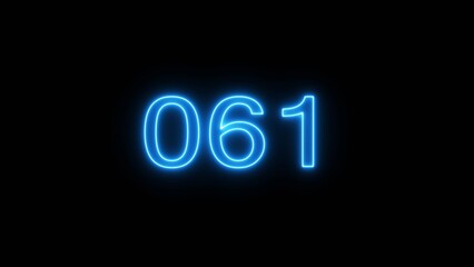 Neon 61 number text icon illustration. Neon counting number.