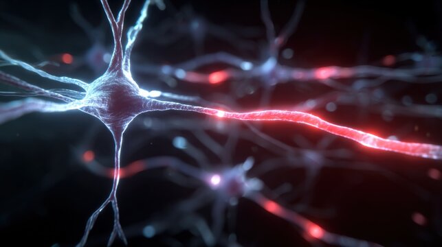 Neural Network Illustration: Synapse Activity and Brain Cell Communication for Medical or Scientific Visualization