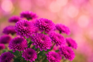 Fototapeta premium A Vibrant Display of Beautiful Purple Flowers Bathed in Soft Light, Creating a Captivating Natural Scene Full of Color and Life