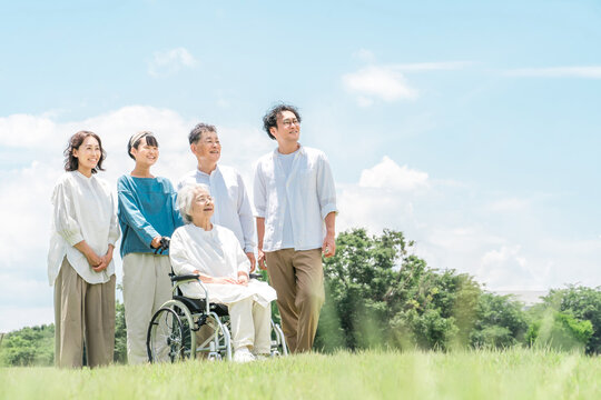 Three generation family in the park, Three generation family

