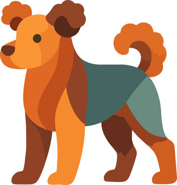 Pumi Dog, Geometric vector dog breed illustrations in a colorful, modern flat style. Minimal, bold canine graphics ideal for posters, apps, prints, and digital design. Transparent