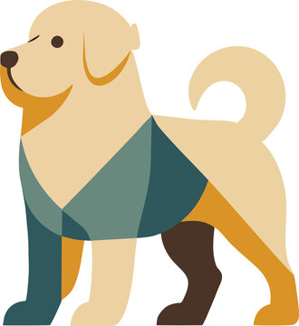 Slovensky Cuvac Dog, Geometric vector dog breed illustrations in a colorful, modern flat style. Minimal, bold canine graphics ideal for posters, apps, prints, and digital design. Transparent