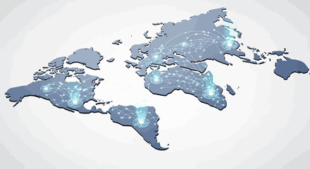 Global Network Connections Depicted on a Stylized World Map