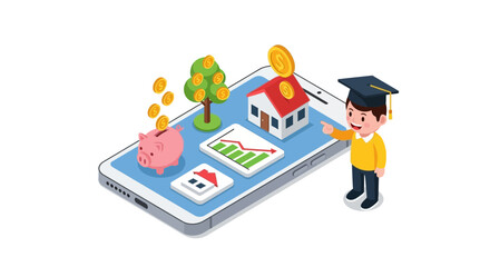 Mobile Financial Planning Students Future Investments and Savings Visualization