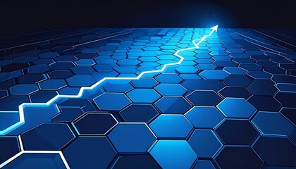 Naklejka premium Digital Growth Path on Hexagonal Grid.