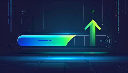 Digital Progress Bar with Upward Arrow.