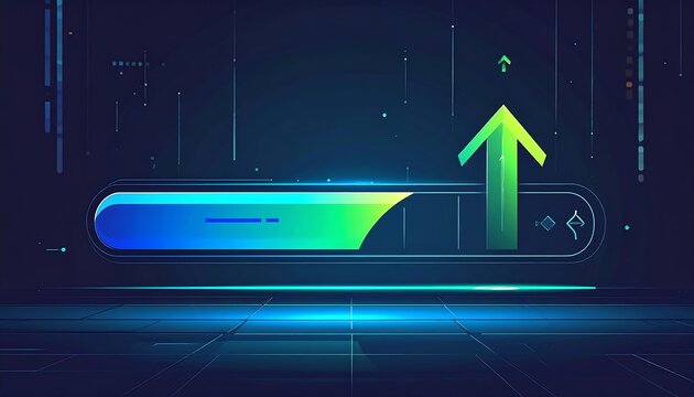 Digital Progress Bar with Upward Arrow.
