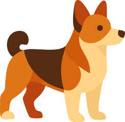 Obraz premium Pembroke Welsh Corgi Dog, Geometric vector dog breed illustrations in a colorful, modern flat style. Minimal, bold canine graphics ideal for posters, apps, prints, and digital design. Transparent