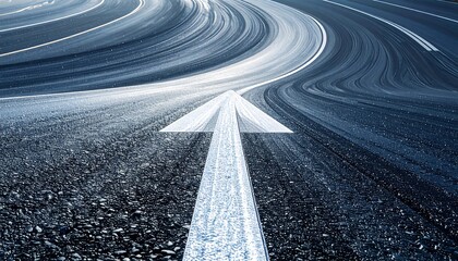 Forward Arrow on Asphalt Road with Motion Blur.