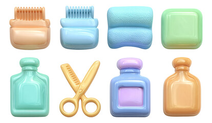 Colorful Collection of Isolated Art Objects in Various Shapes and Styles