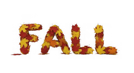 Fall Word Spelled With Colorful Autumn Leaves On Black Background