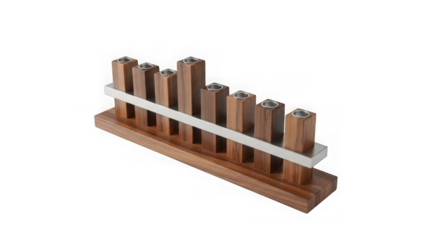 Elegant Modern Wooden Menorah With Metal Accents For Hanukkah